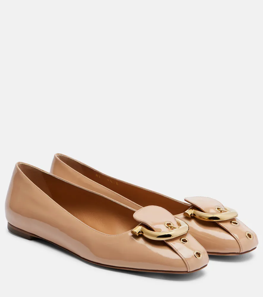 Oxide Patent Leather Ballet Flats by Ferragamo
