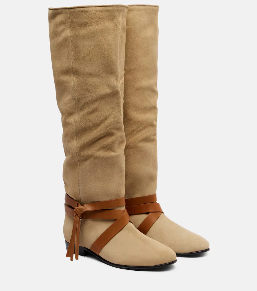Silmon Leather-Trimmed Suede Knee-High Boots by Isabel Marant