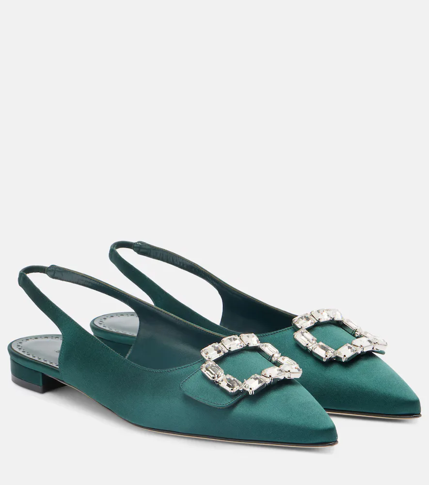 Mayjou Satin Slingback Flats by Manolo Blahnik