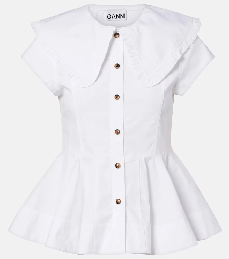 Ruffled Cotton-Blend Shirt by Ganni