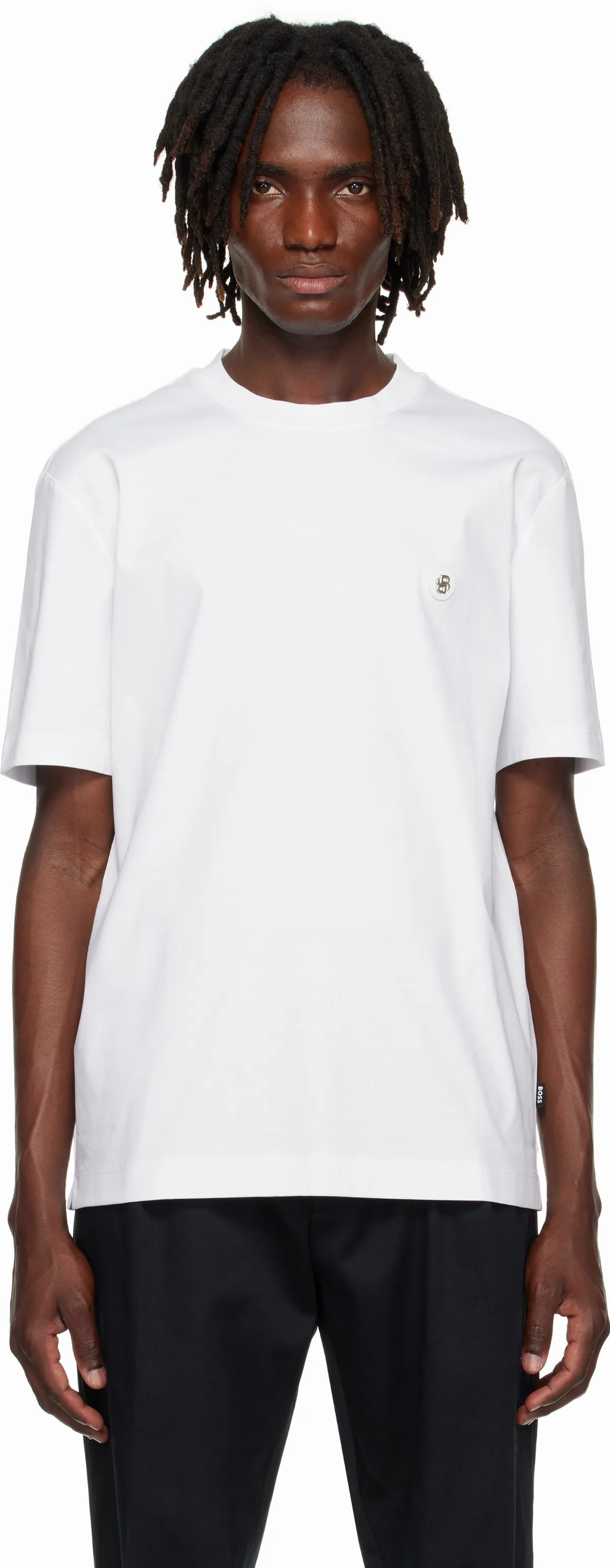 White Regular-Fit Monogram Print T-shirt