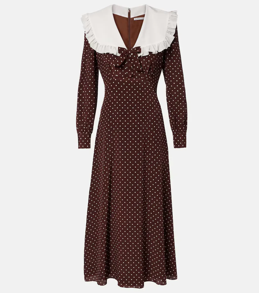 Polka-Dot Ruffled Silk Midi Dress by Alessandra Rich