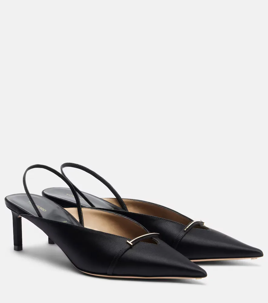 T Icon 55 Satin Slingback Pumps by Tom Ford