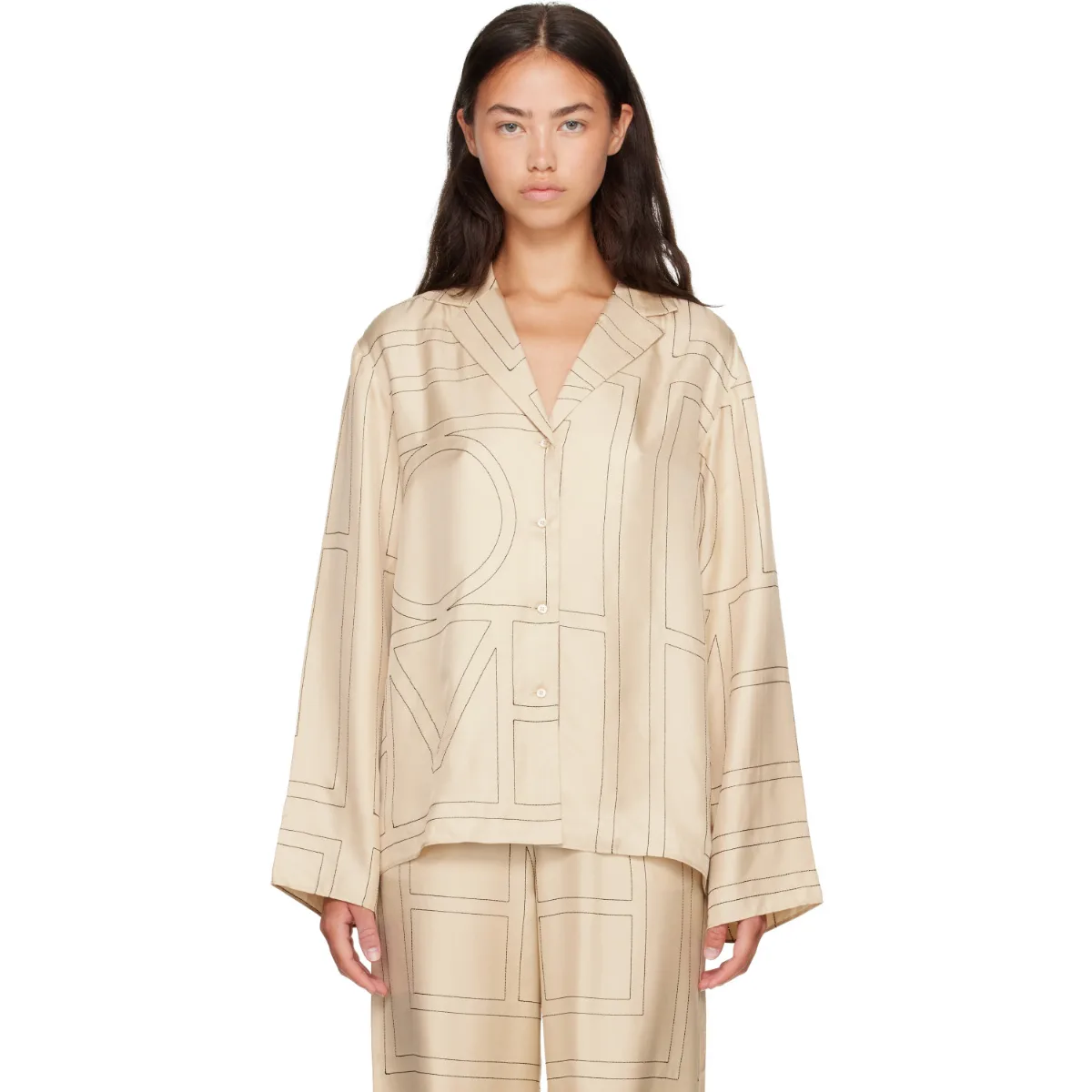 Monogram Silk PJ Shirt by TOTEME
