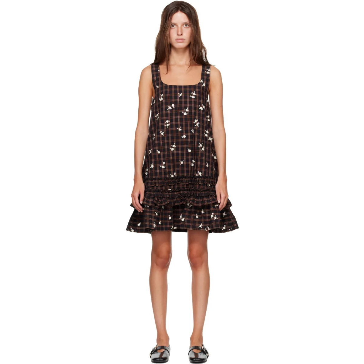 Printed Check Minidress by GANNI