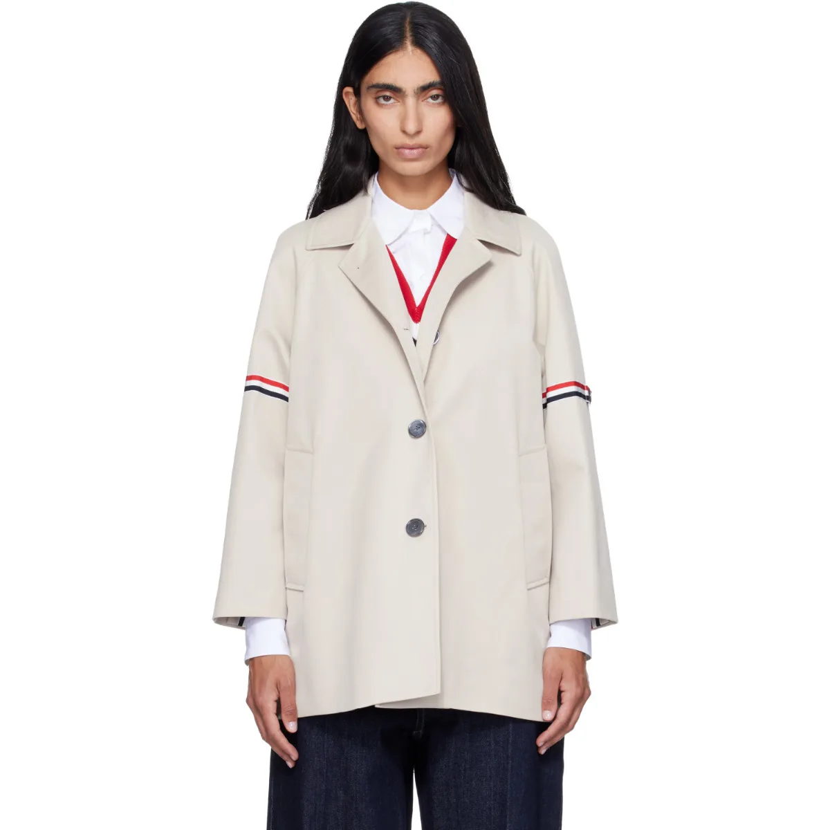Armband Cropped Car Coat by Thom Browne