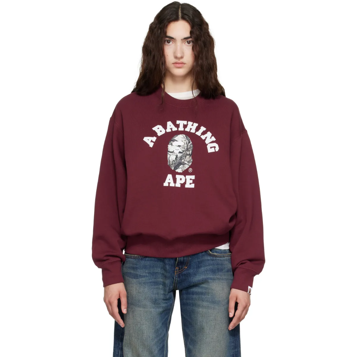Red Tree Edge Camo College Relaxed Fit Crewneck Sweatshirt by BAPE