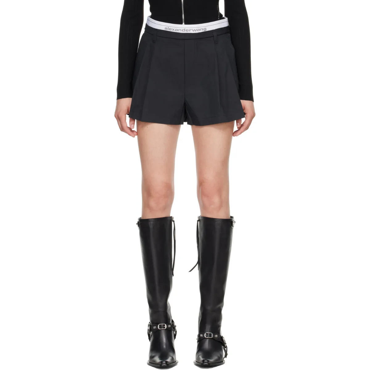 High-Rise Logo Elastic Shorts by Alexander Wang