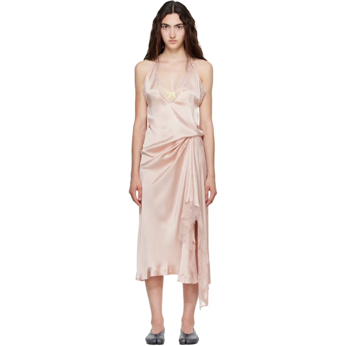 Lace Slip Midi Dress by Maison Margiela