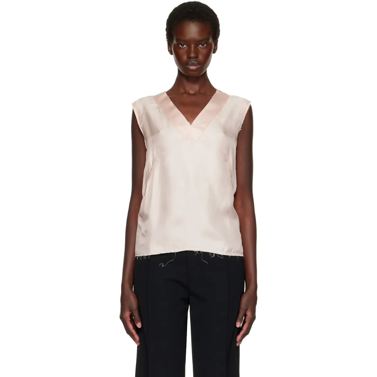 Silk V-Neck Top by Maison Margiela