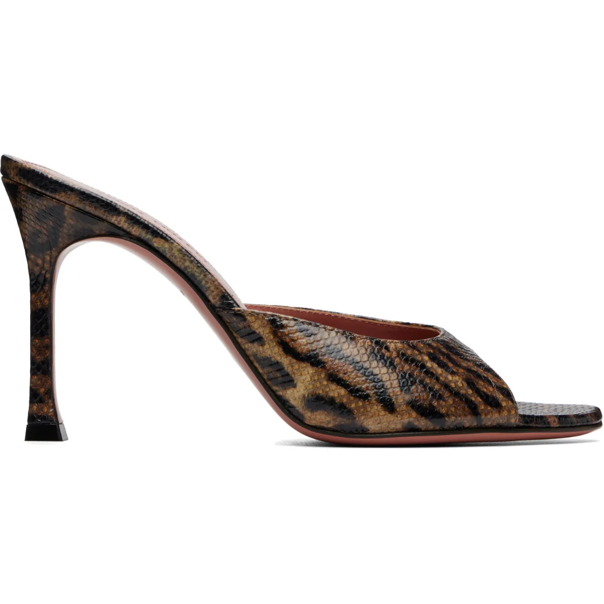 Alexa 95 Snakeskin Heeled Sandals by Amina Muaddi