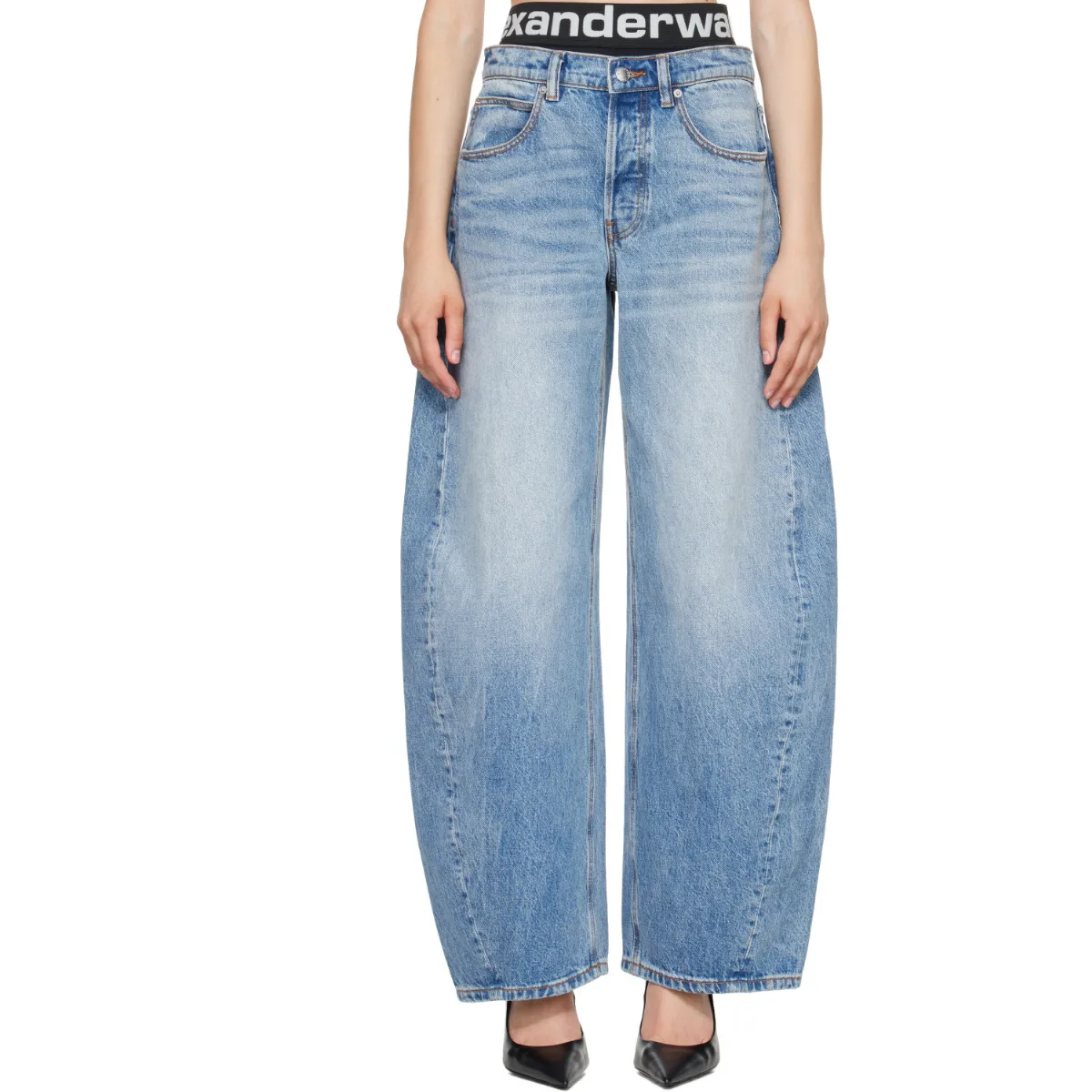 Blow-Up Logo Waistband Jeans by Alexander Wang