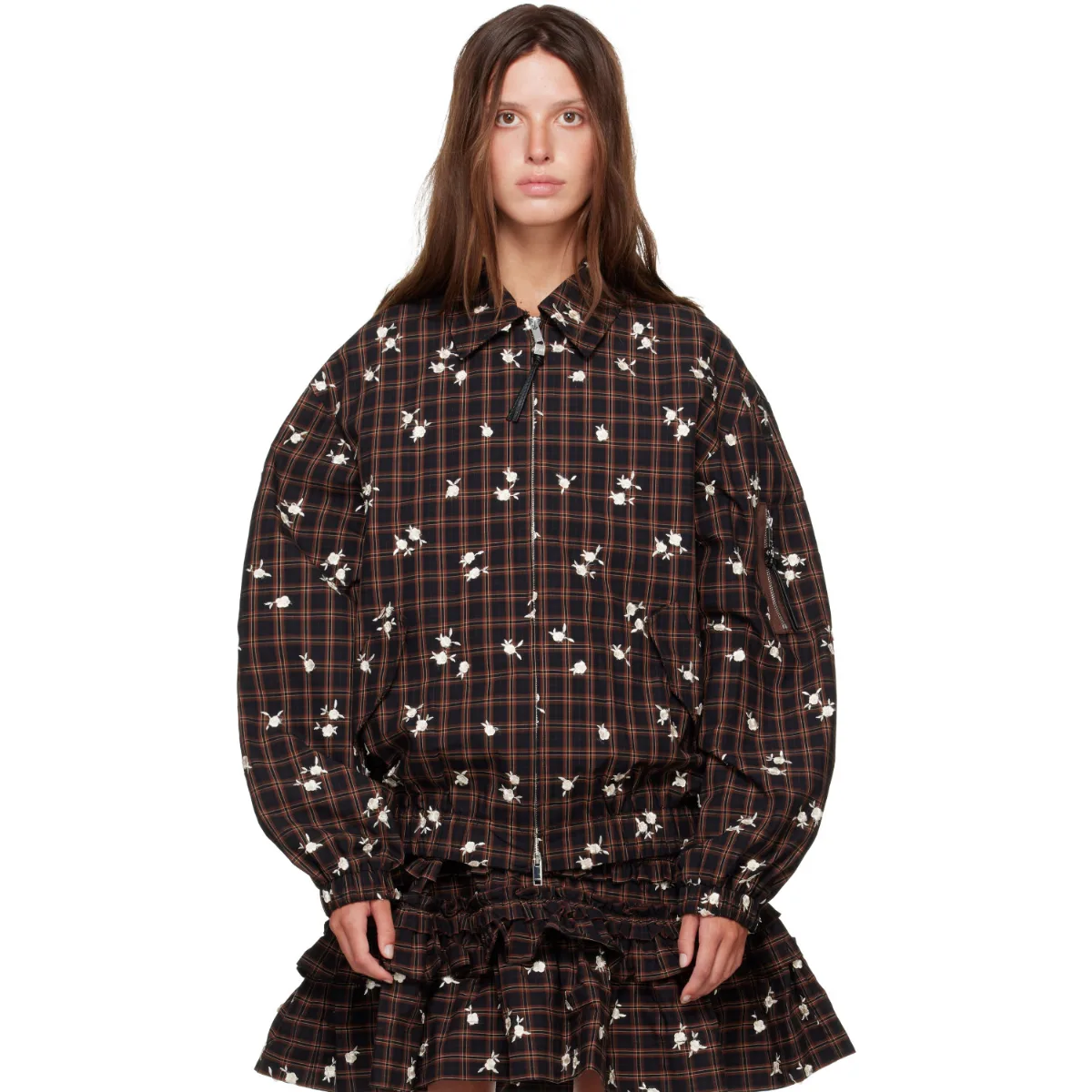 Printed Check Bomber Jacket by GANNI