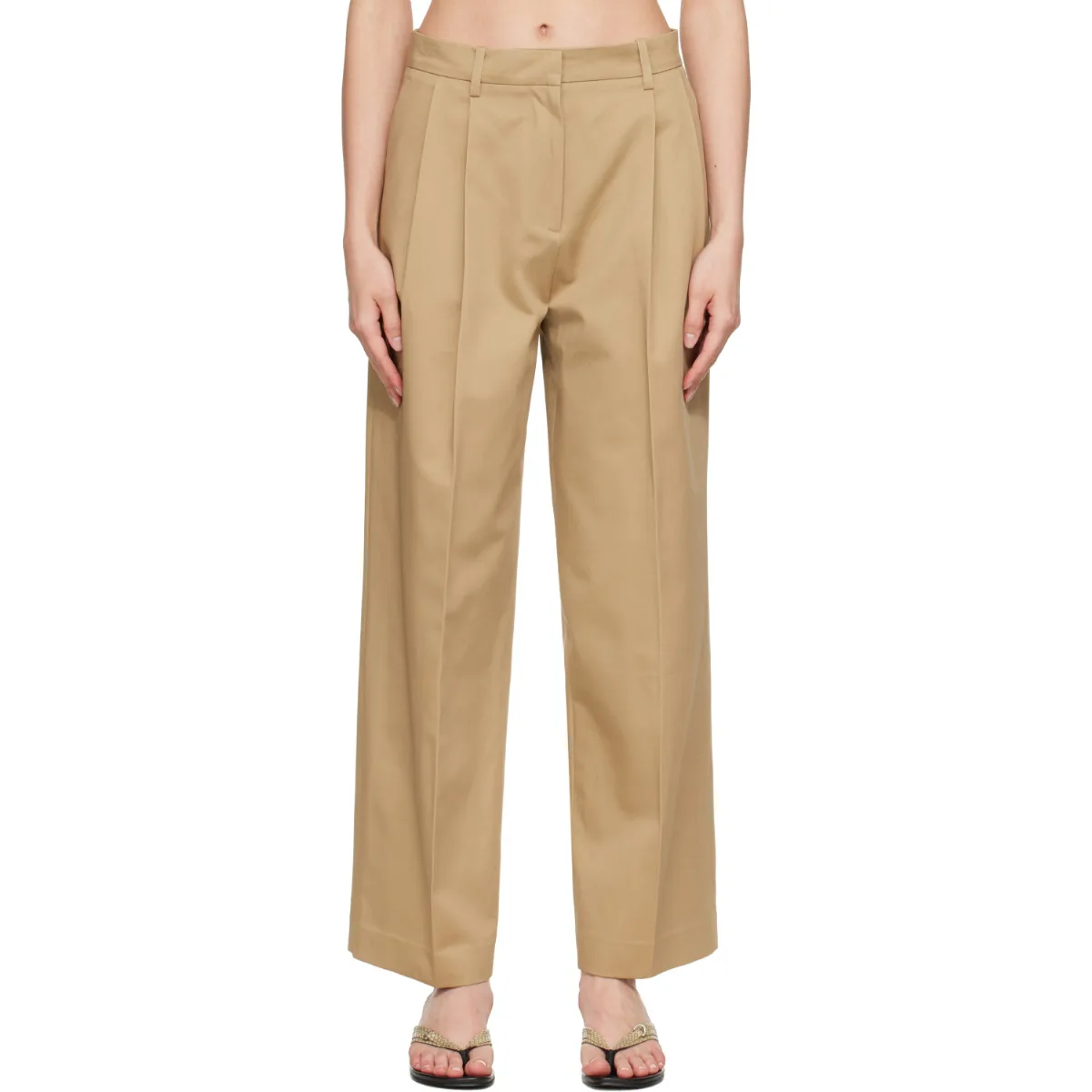 Cotton Wide Leg Pleated Trousers by TONYWACK