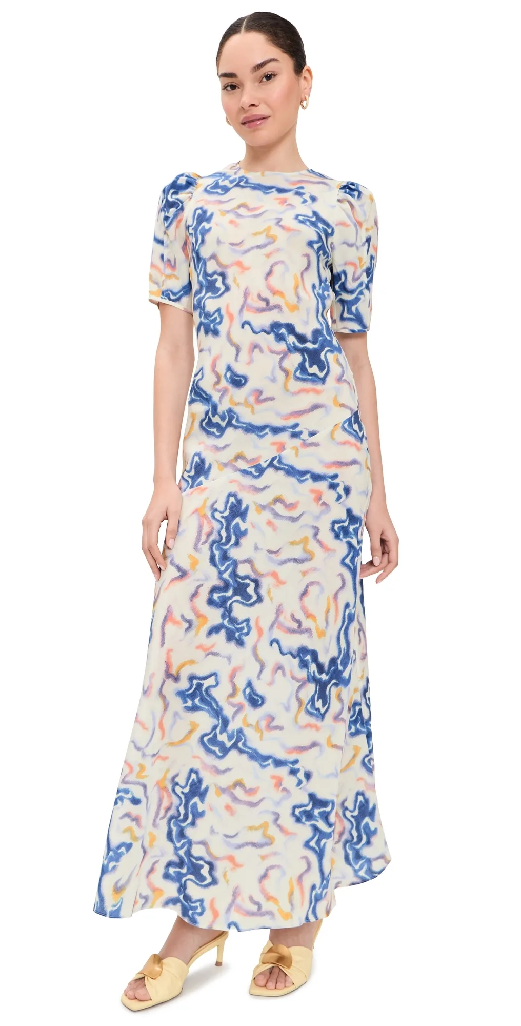 Samar Short Sleeve Silk Dress by Ulla Johnson
