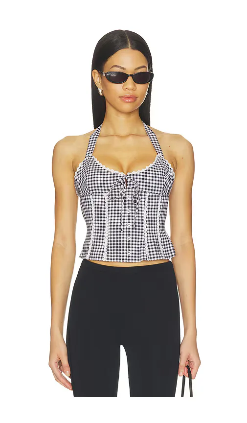 Marini Gingham Corset Top by GUIZIO