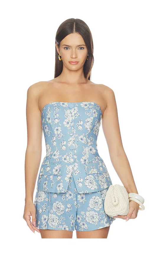 Quinn Floral Linen Bustier Top by Generation Love
