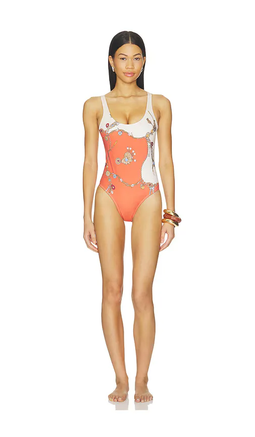 One Piece Swimsuit Stolen Jewels Printed on Responsible Matt Lycra by VERSACE