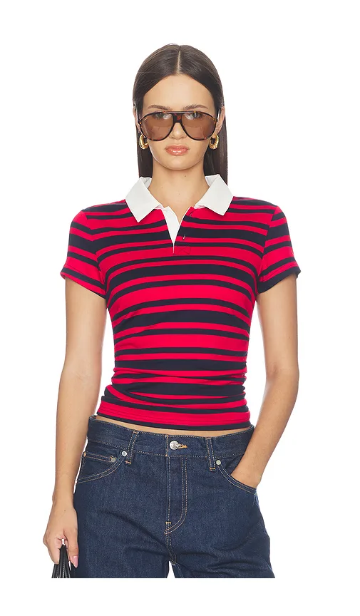 Cleo Ruched Polo Tee by superdown