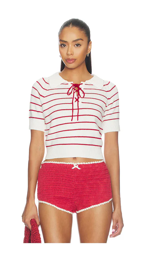 Betsy Striped Polo Tee by For Love & Lemons
