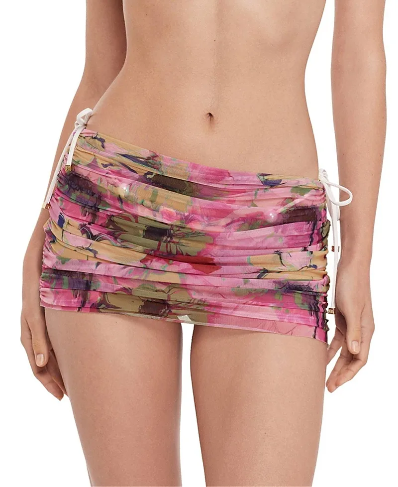 Ruched Mesh Skirt Cover Up Bottom by Steve Madden