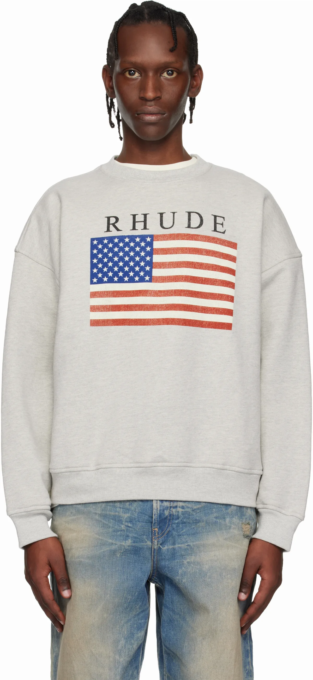 Gray USA Flag Sweatshirt