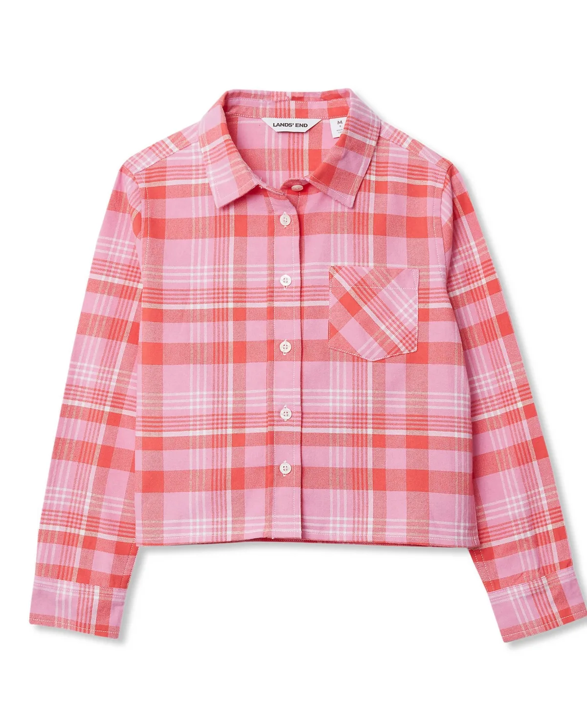 Long Sleeve Cropped Flannel Shirt by Lands' End