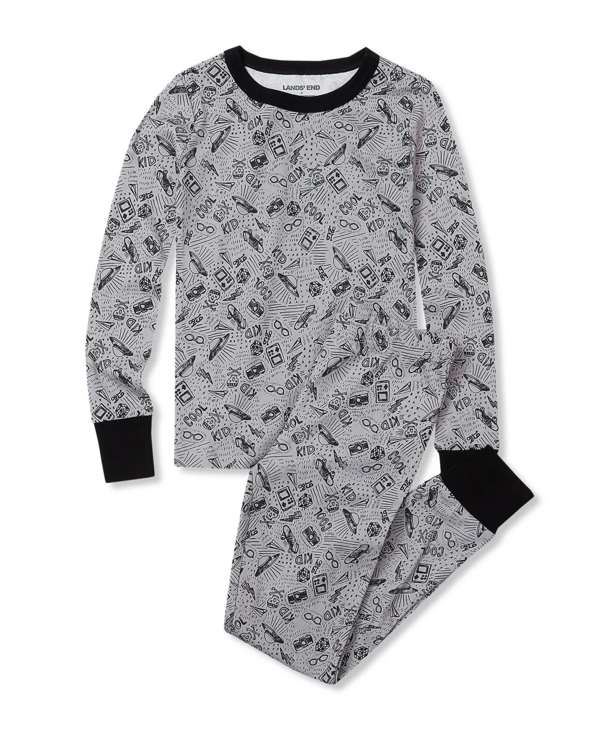Long Sleeve Top and Bottom Snug Fit Pajama Set by Lands' End