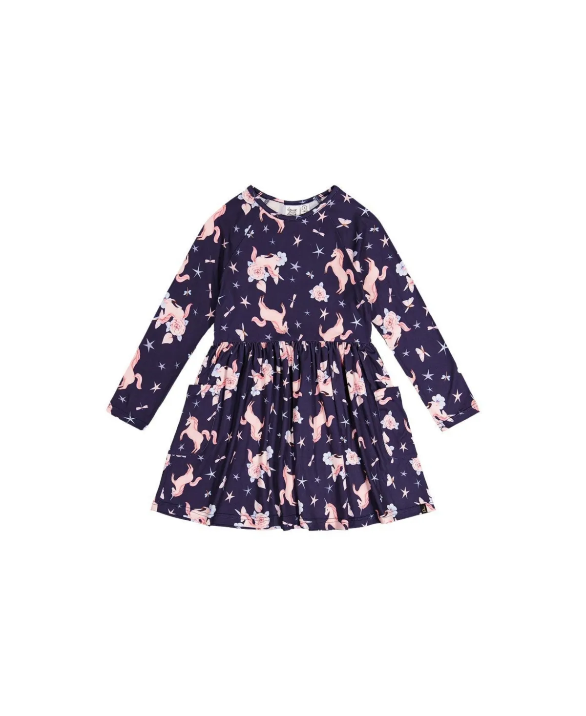 Long Sleeve Dress Unicorn Print by Deux Par Deux