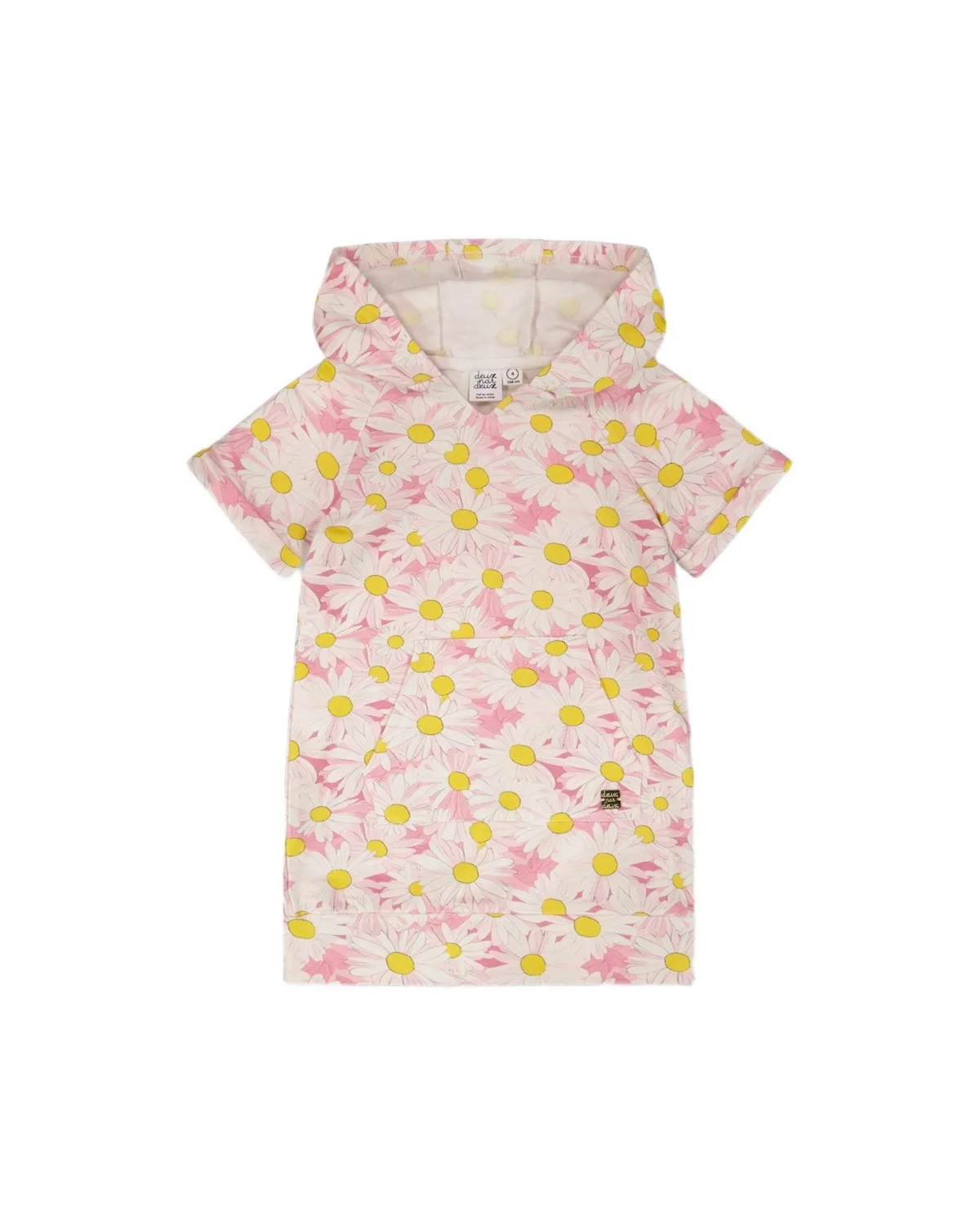 French Terry Hooded Dress Printed Daisies by Deux Par Deux