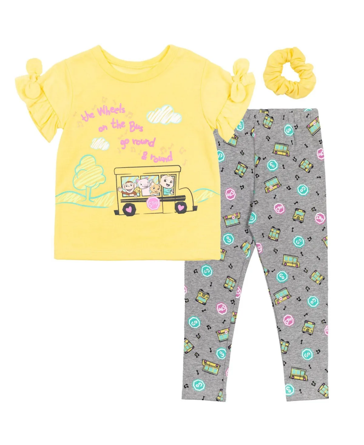 Jj T-Shirt Leggings and Scrunchie 3 Piece Outfit Set by Cocomelon