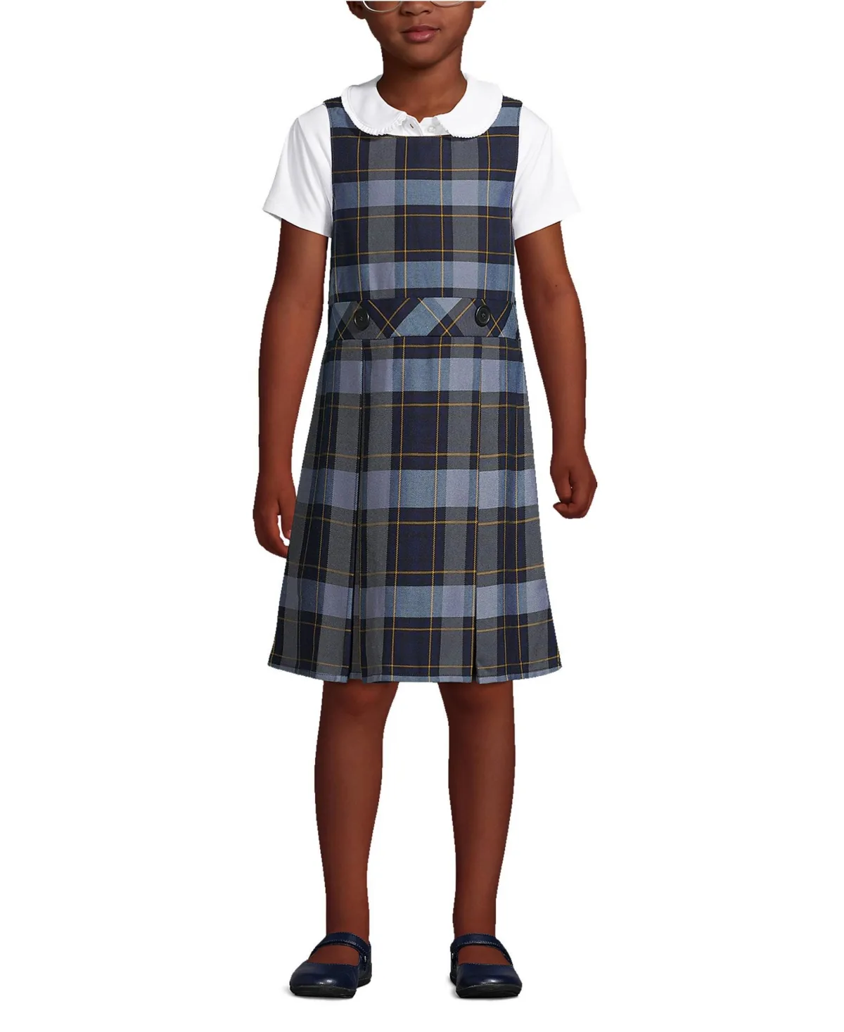 School Uniform Plaid Jumper Dress Top of Knee by Lands' End