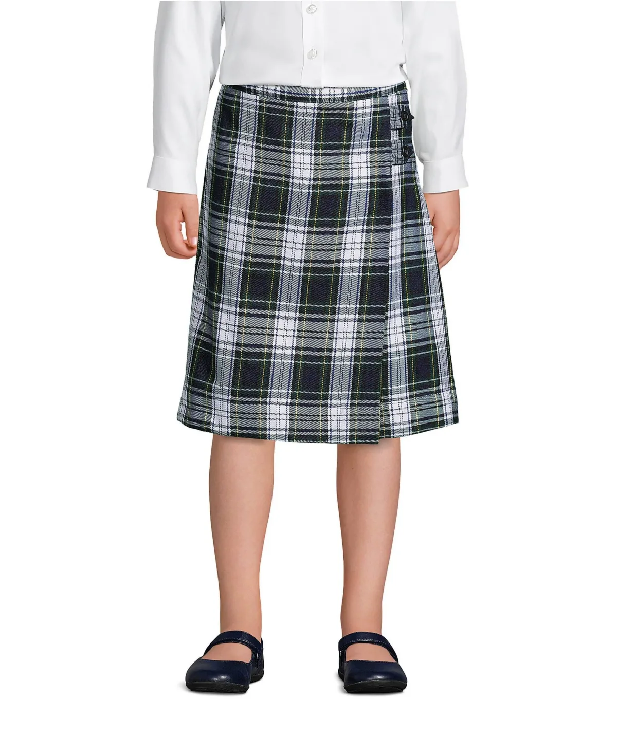 School Uniform Slim Plaid A-Line Skirt Below the Knee by Lands' End
