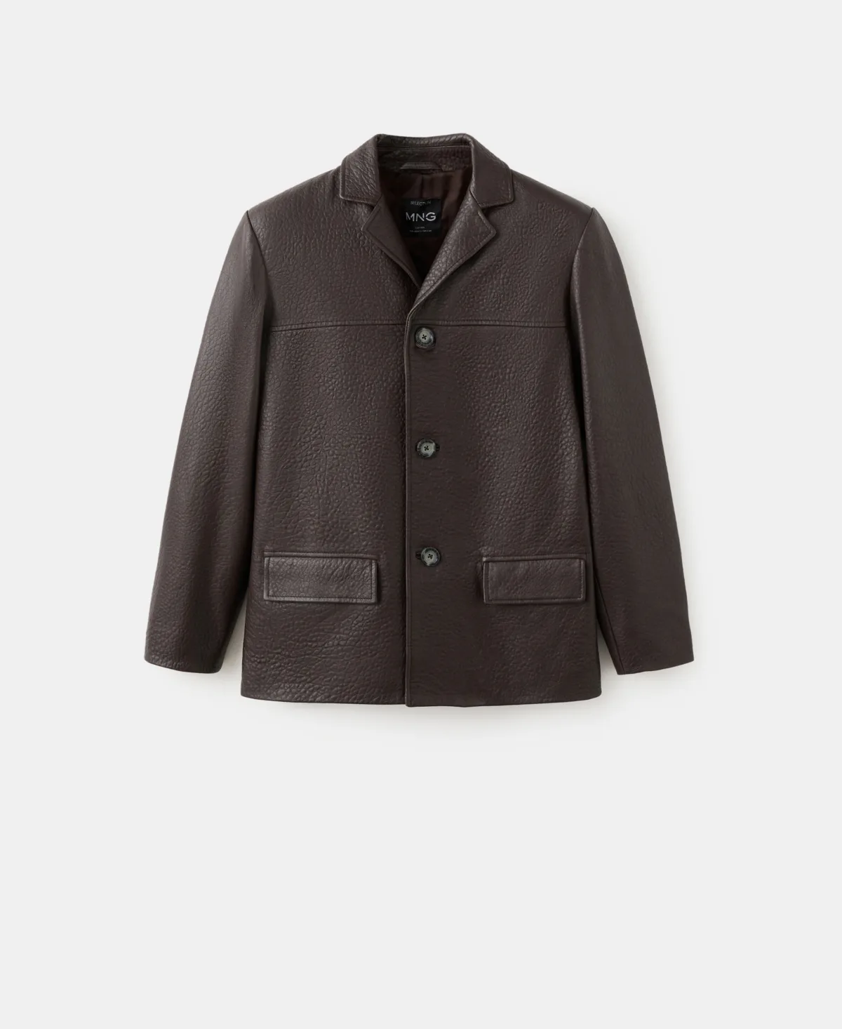 Buttons Leather Jacket by Mango