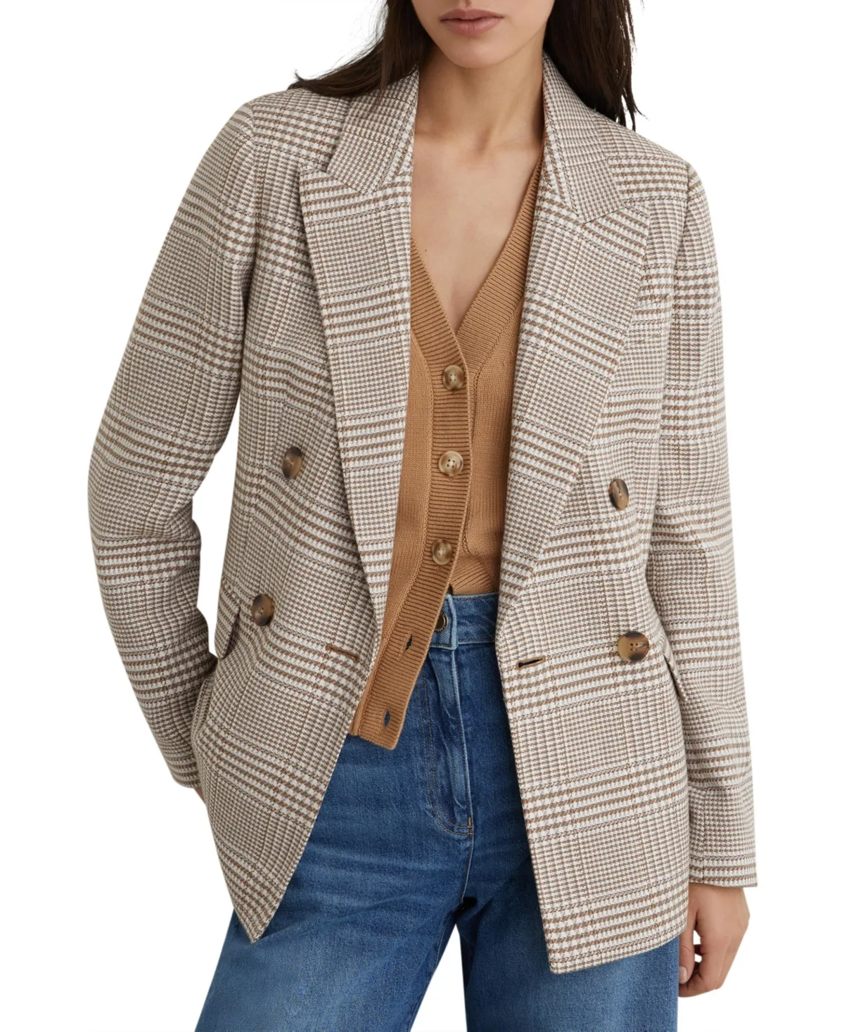 Double-Breasted Check Blazer by Reiss