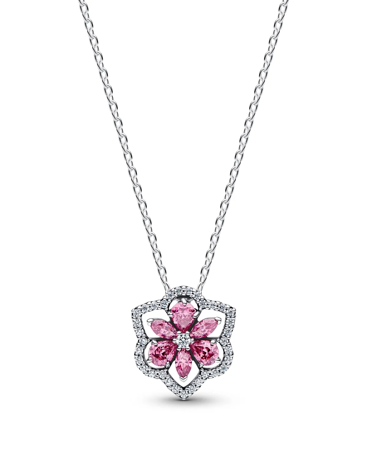 Herbarium Sparkling Pink Flower Pendant Necklace by Pandora