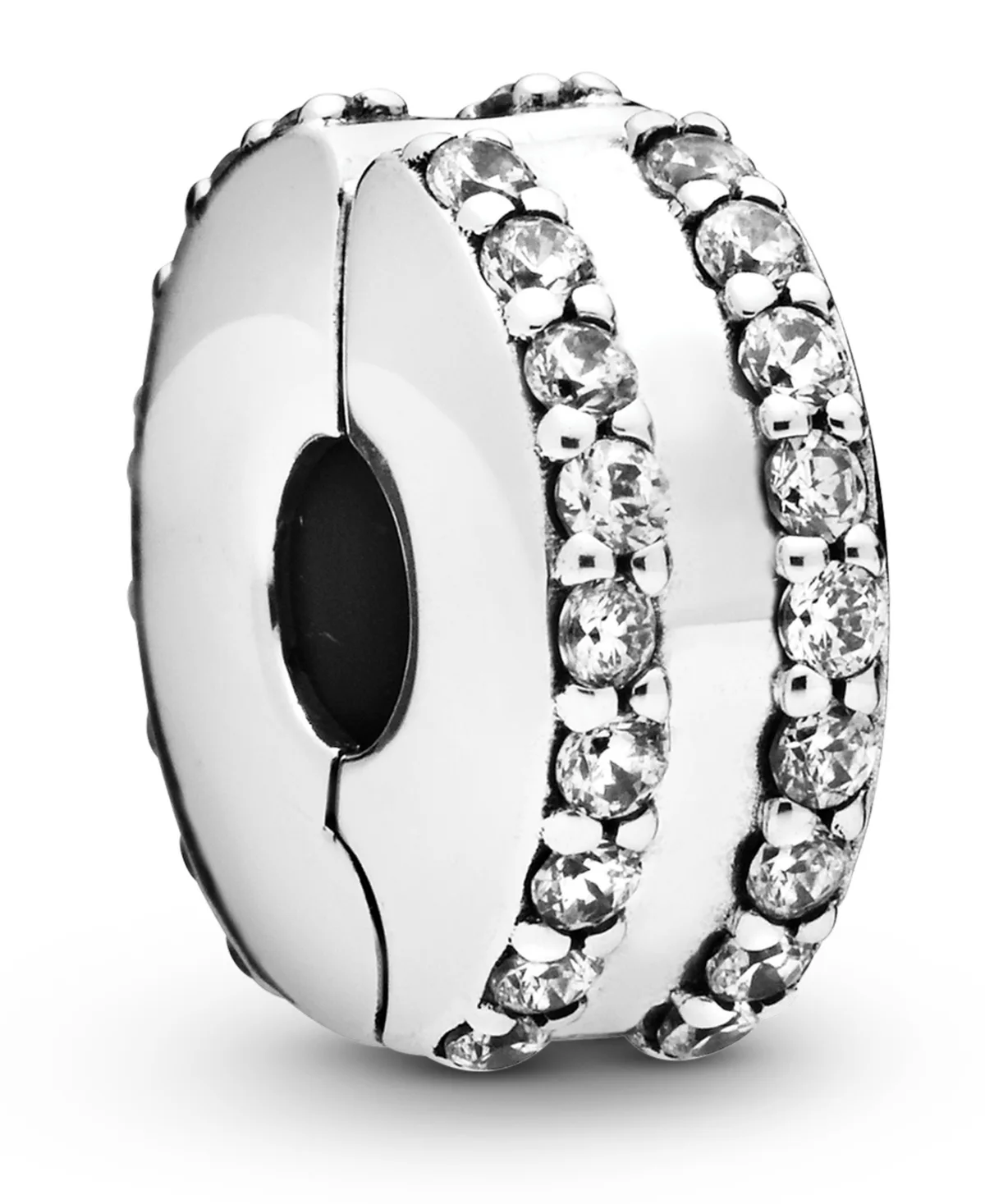 Cubic Zirconia Double Lined Pave Fixed Clip Charm by Pandora