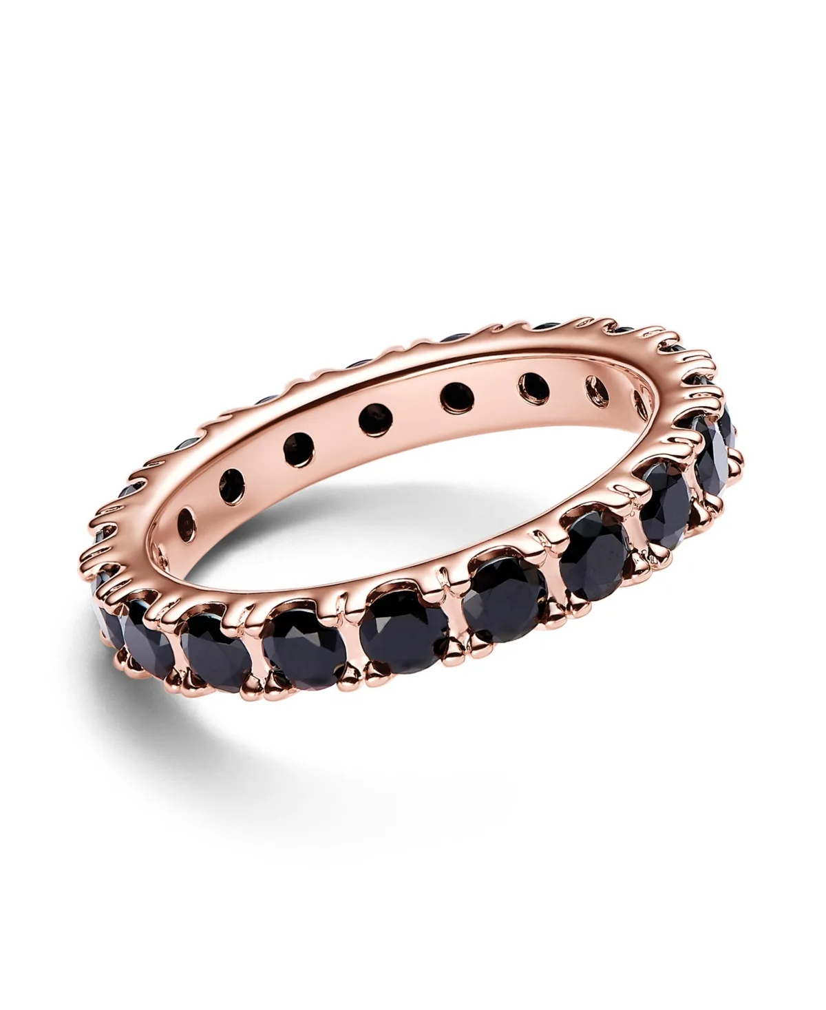 14K Rose Gold-Plated Timeless Black Sparkling Row Eternity Ring by Pandora