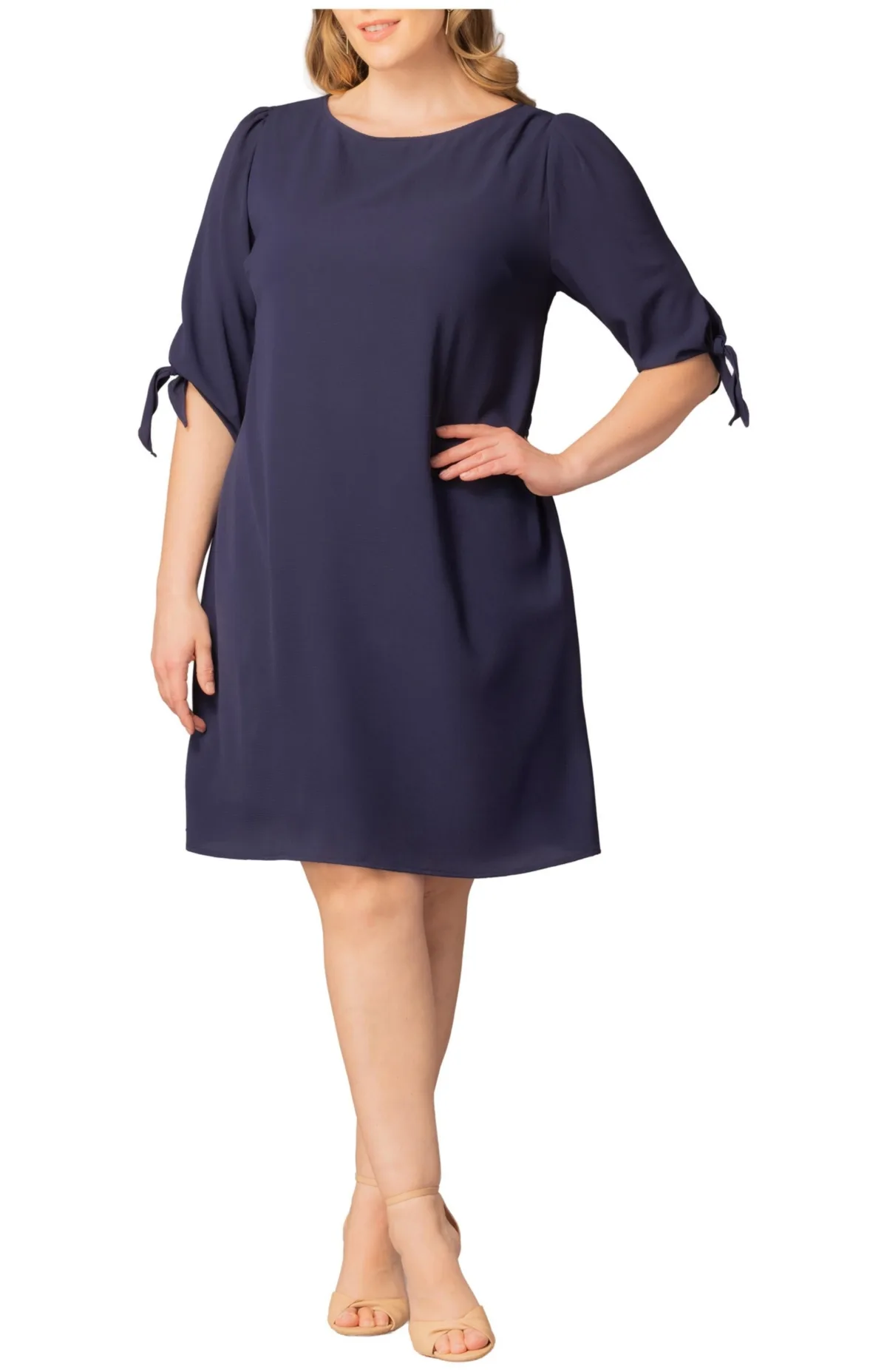 Manhattan Shift Dress with Tie Sleeves by Kiyonna