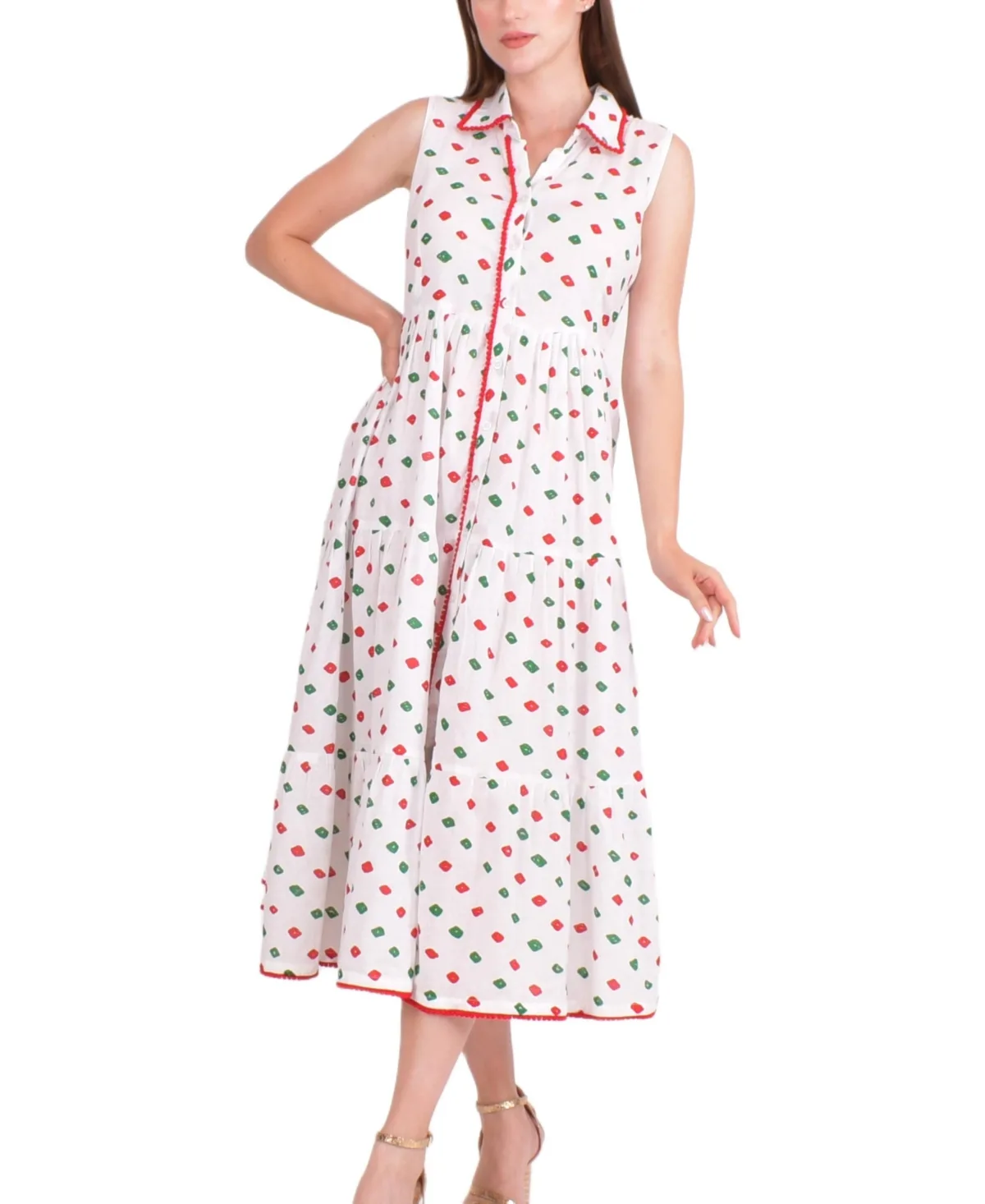 Olinda Cotton Tiered Midi Dress by Raas