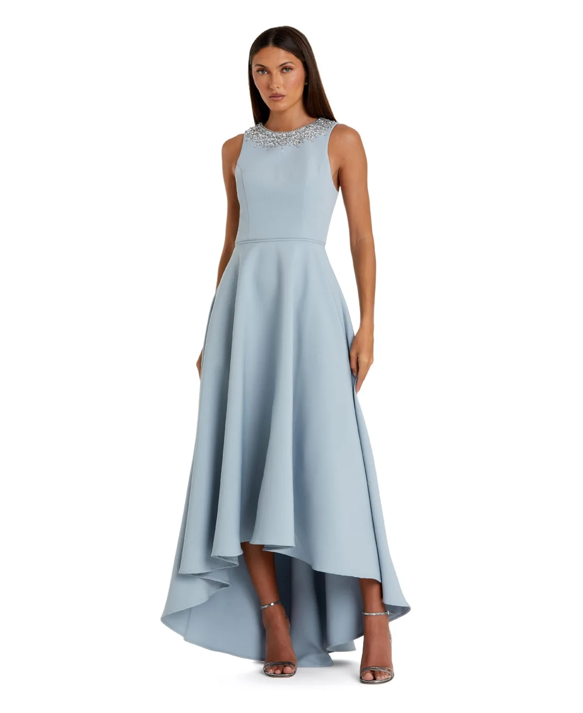 Crepe Embellished Neck High Low Gown by Mac Duggal