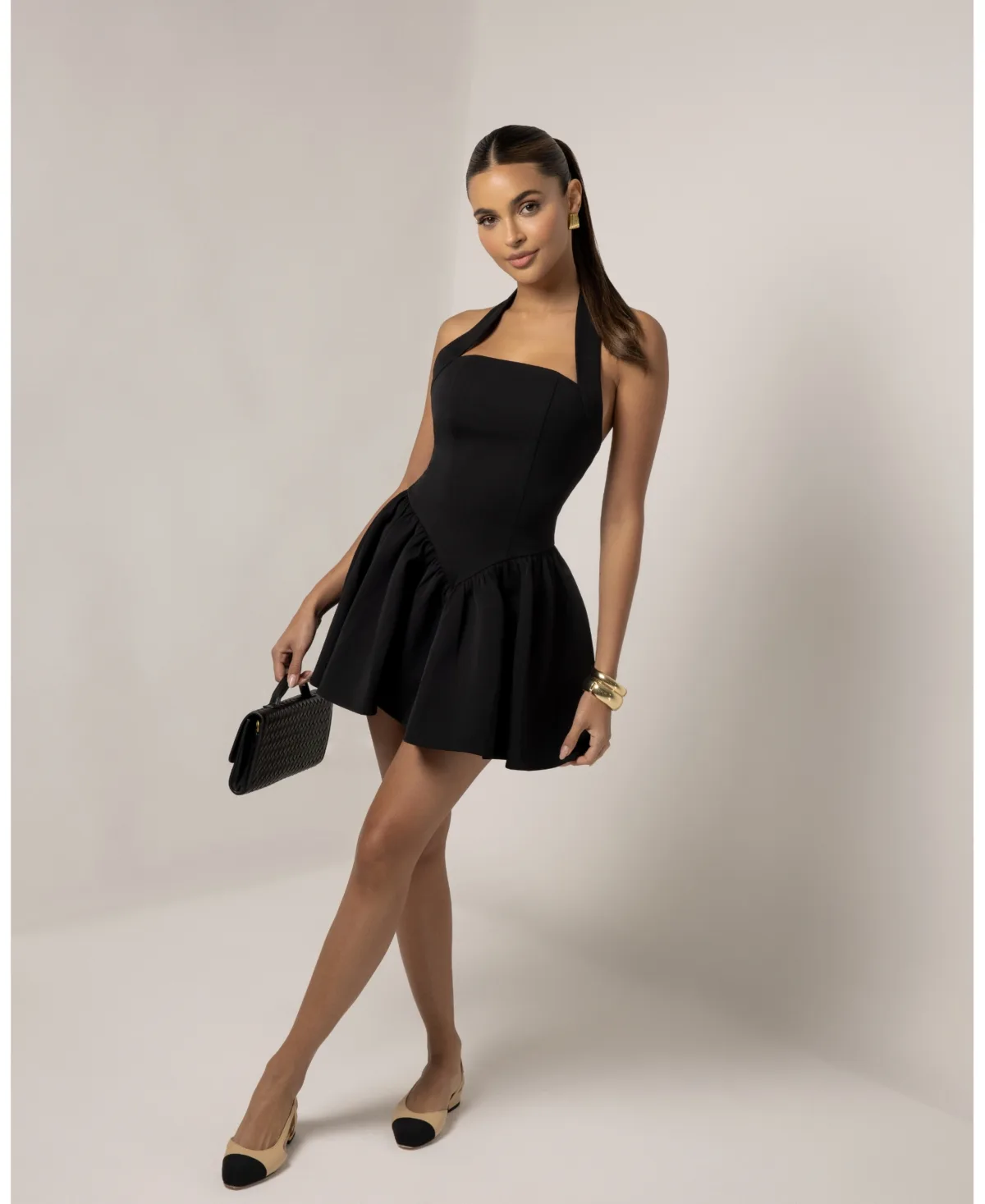 Halter Contour A-Line Mini Dress by Heiress Beverly Hills