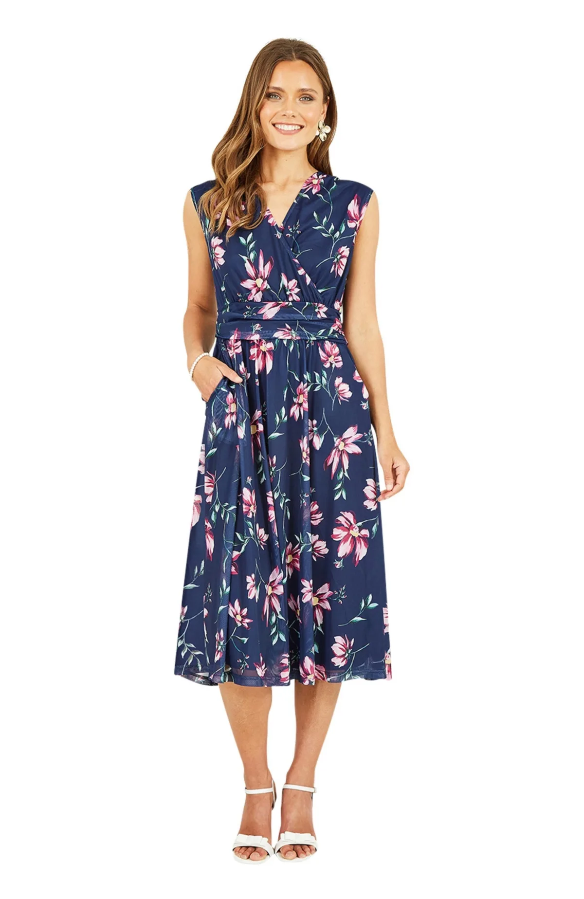 Mesh Stretch Midi Dress with Pockets by Yumi