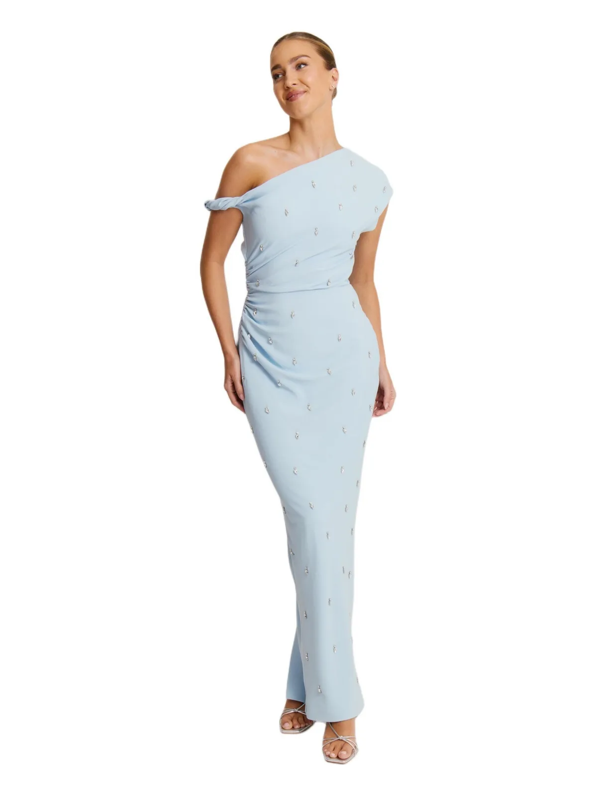 Asymmetric Beaded Maxi Dress by Six Stories