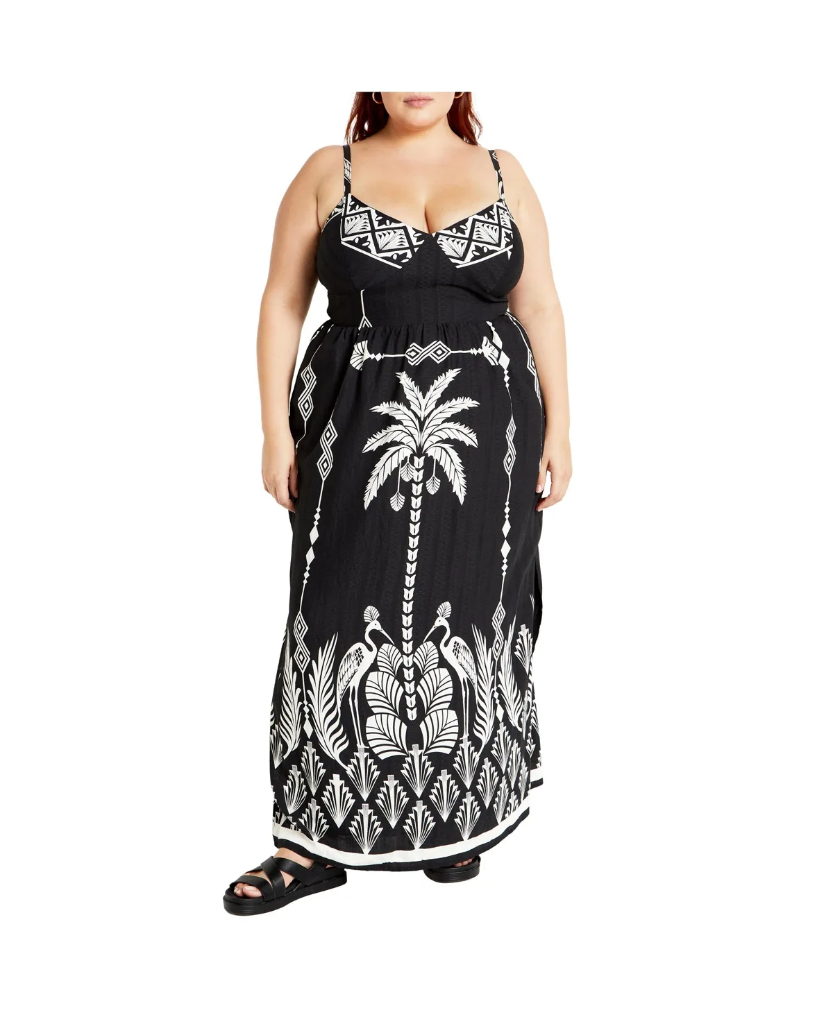 Jez Border Print Maxi Dress by City Chic