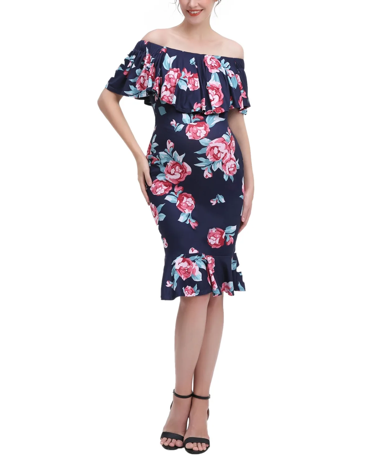 Floral Print Nursing Mermaid Dress by Kimi + Kai