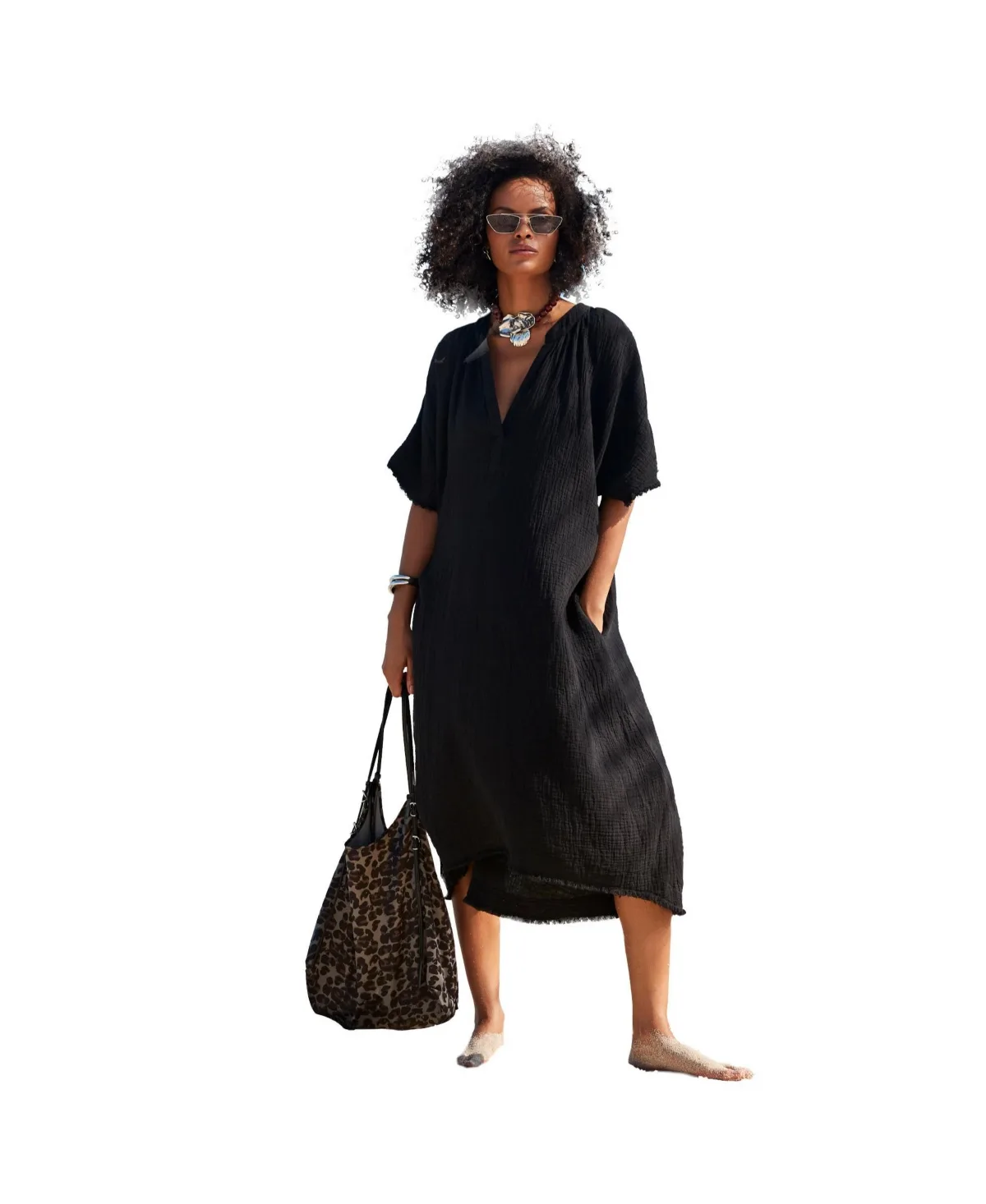 Cotton Gauze High-Low Sun Dress Cover Up by Swimsuits For All