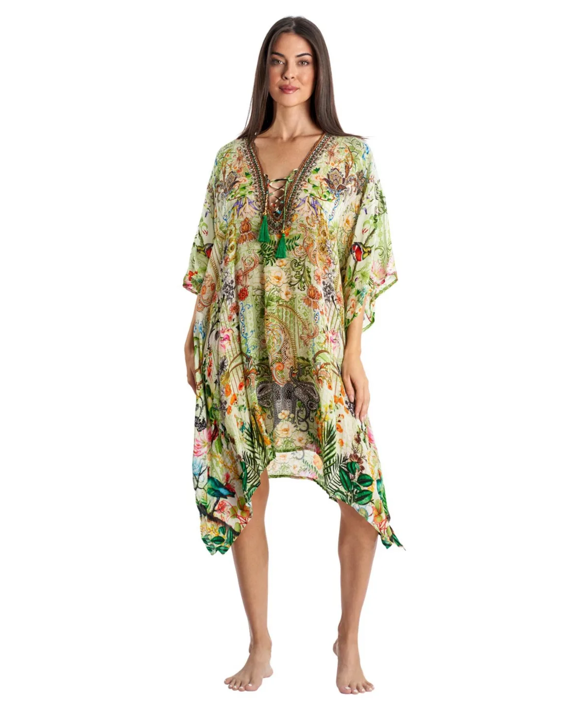 V-Neck Short Kaftan Dress by La Moda Clothing