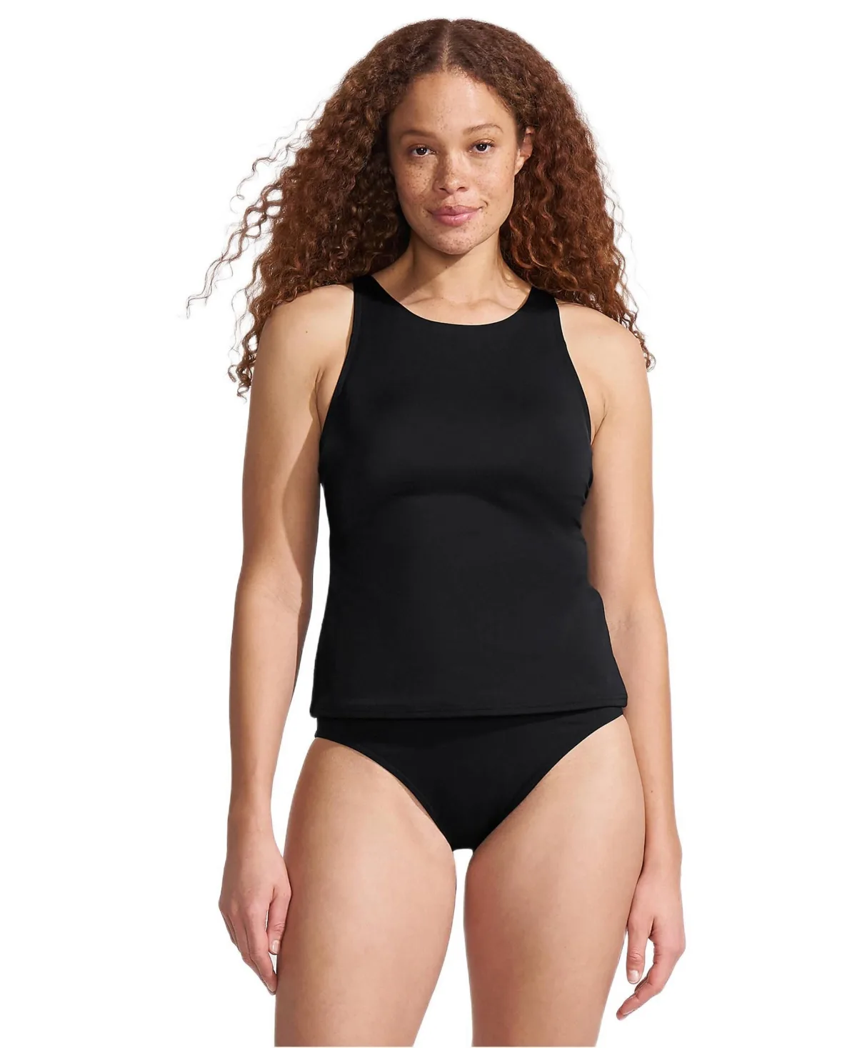 D-Cup Tugless High Neck Strappy Back Tankini Swimsuit Top by Lands' End