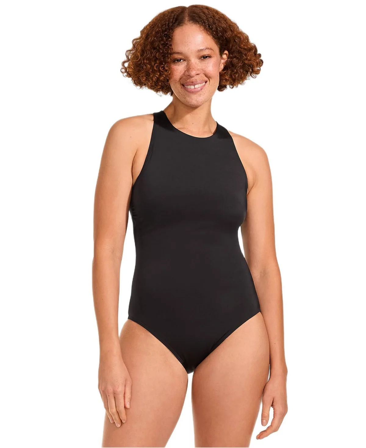Tugless High Neck Portrait Back One Piece Swimsuit by Lands' End